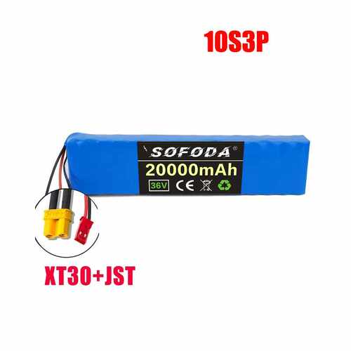 10S3P 36V 20Ah 18650可充电锂电池组1000W带BMS电池组