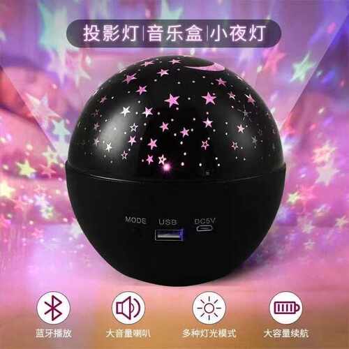 新款LED星星月亮投影灯旋转浪漫星光投影灯Q3生日快乐圣诞节投影