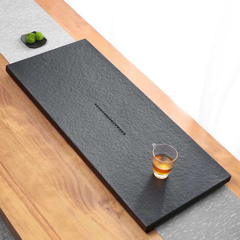 天然乌金石茶盘家用简约石头茶海整块大号现代石材轻奢茶台茶