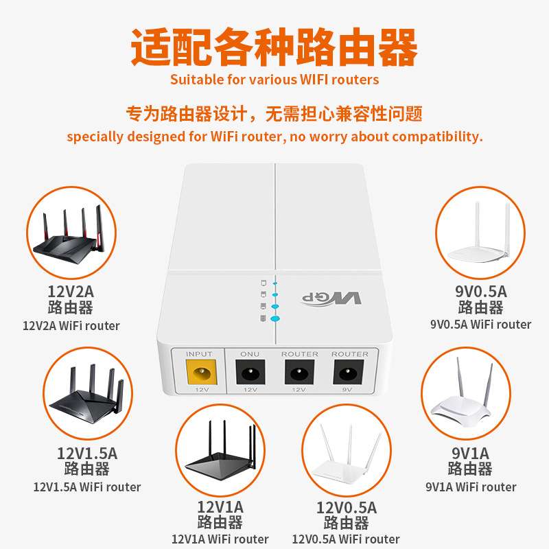 现货WGP直流DC12V9光猫后备ups不间断电源路由器备用移动mini ups