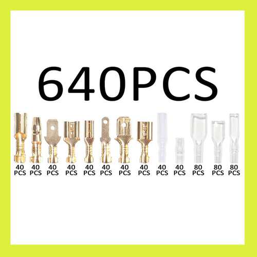 跨境  640pcs盒装 2.8-6.3mm插簧护套端子/冷压插拔式接线端子