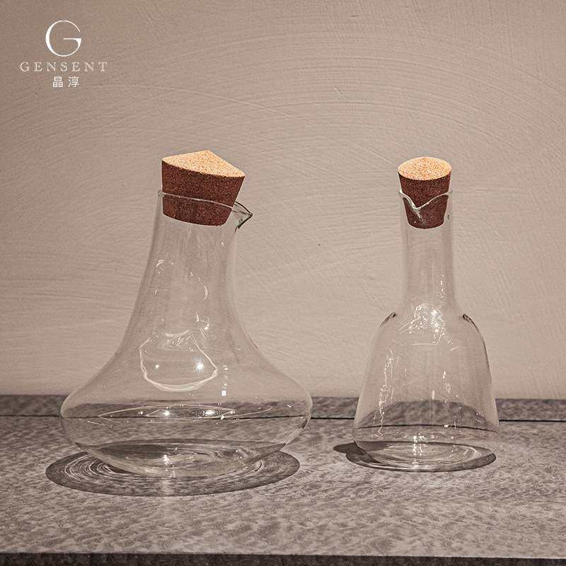 晶淳 现代极简风带瓶塞冷水壶 醒酒器玻璃酒壶家用 客厅餐桌摆件