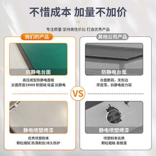 防静电工作台带灯 电子厂流水线操作台产品检验桌车间重型操作台
