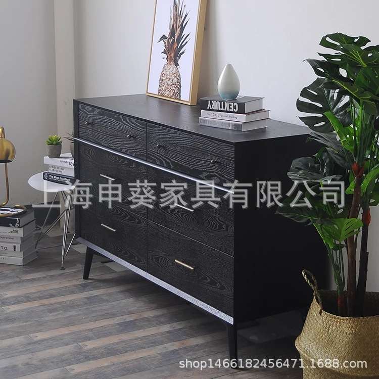 美式复古斗柜收纳储物柜别墅卧室客厅现代北欧风抽屉式实木六斗柜