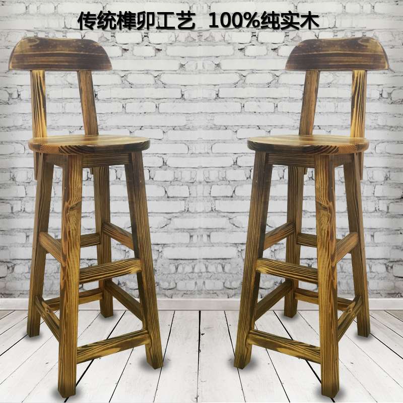 实木吧台椅靠背高脚凳家用圆凳酒吧吧台凳子椅子现代简约高凳批