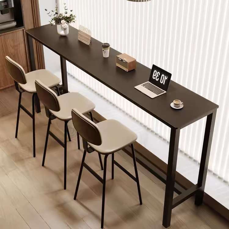 美式工业风吧台餐桌椅铁艺岩板高脚桌椅家用餐厅酒吧奶茶店高脚桌