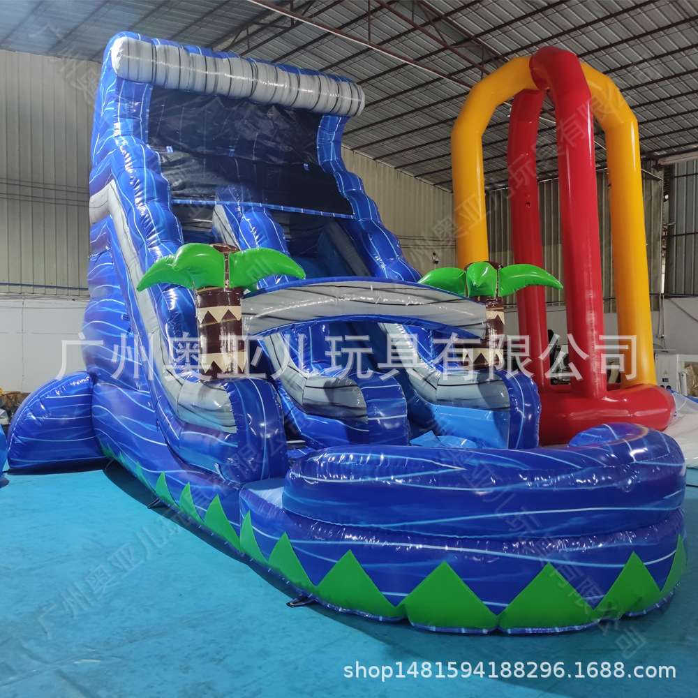户外充气滑梯大型城堡商用夏季儿童水池滑梯乐园inflatable slide