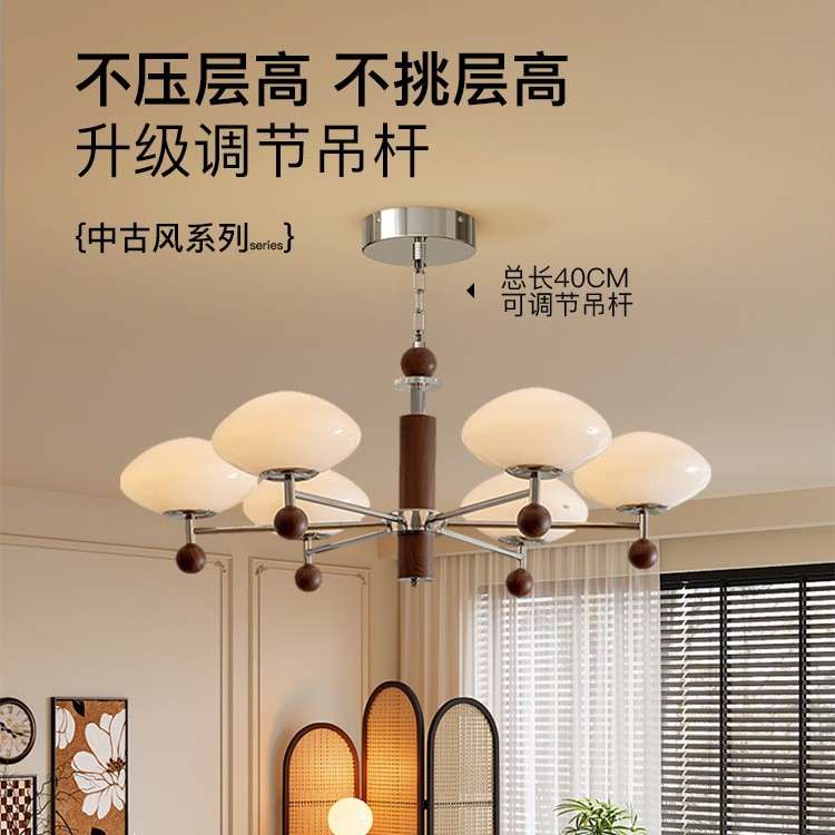 2026年新款中古风客厅吊灯美式复古大气卧室主灯柿子书房餐厅灯具图片