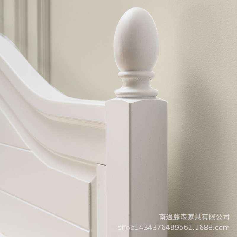 美式轻奢实木床1.8米现代简约双人床1.5次卧白色公主床经济型婚床