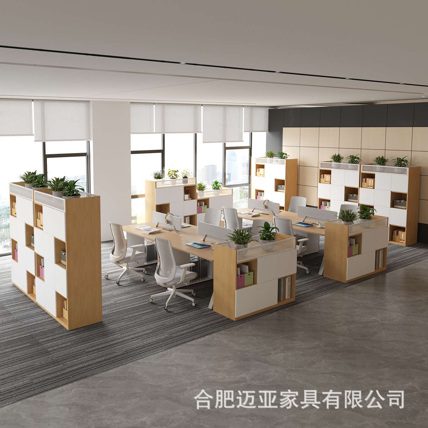 办公室门柜木质透明文件柜板式书柜格子柜组合置物架镂空展示柜