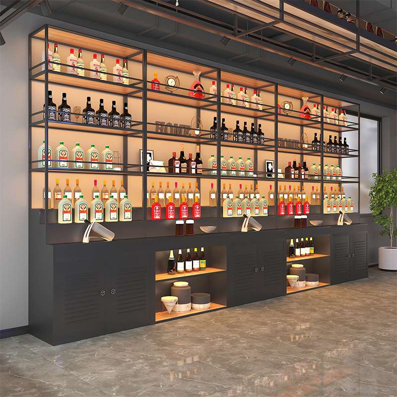 酒柜简约现代吧台置物架商铺店面靠墙展示柜酒吧架子餐厅壁挂酒架