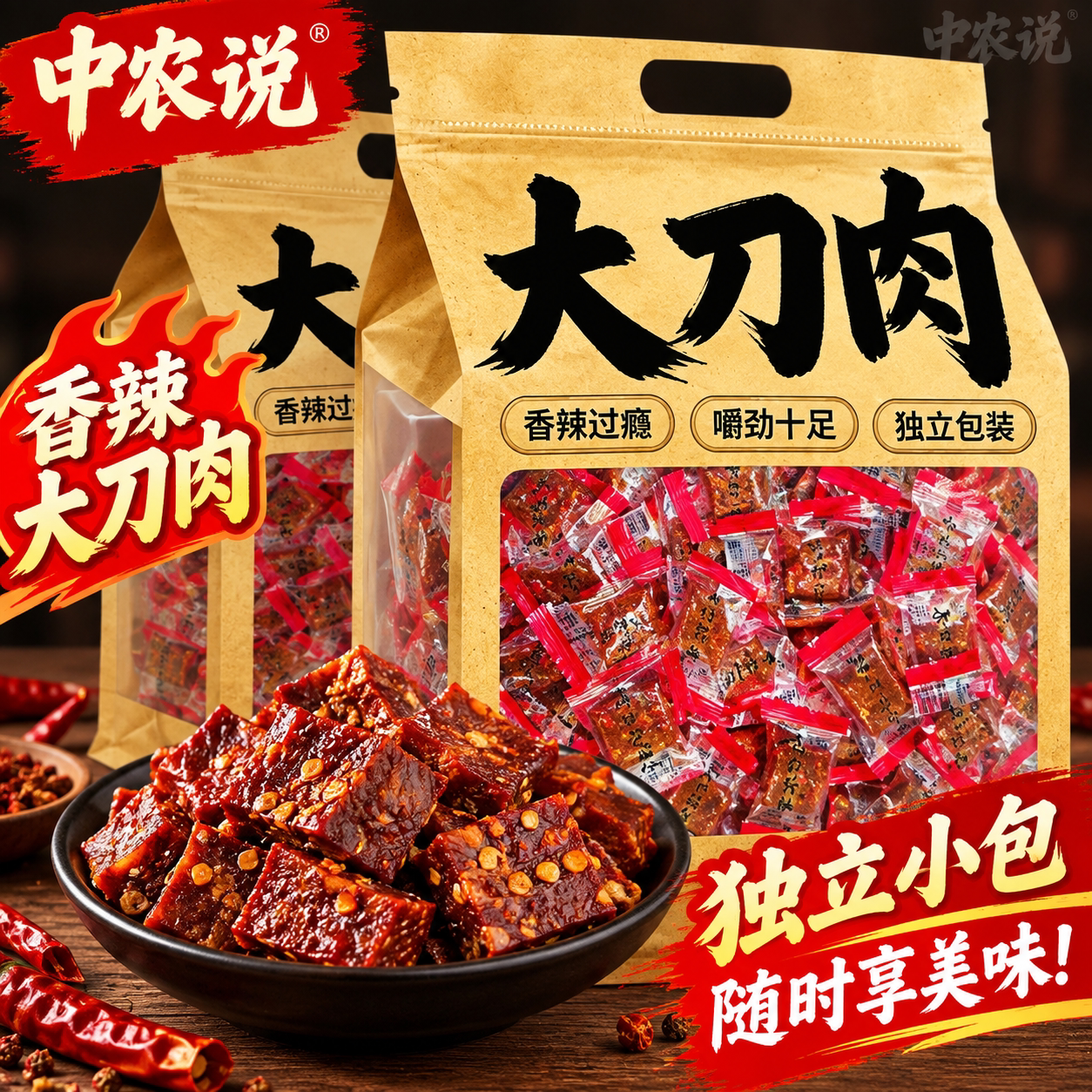 【中农说】大刀肉素肉辣条零食批发素食独立小包装正品官方旗舰店