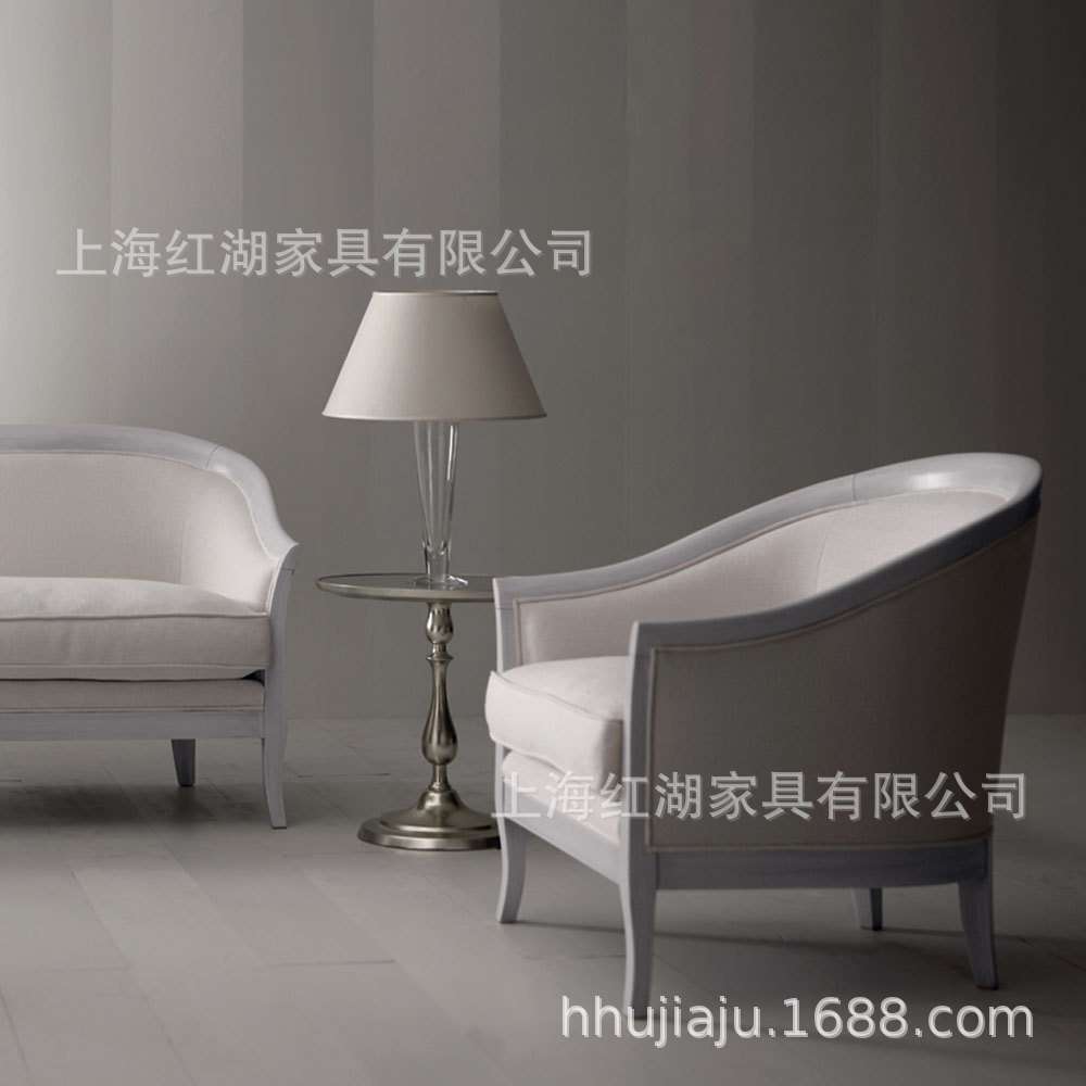 布艺实木沙发客厅北欧双人沙发新中式沙发客厅酒吧咖啡厅洽谈椅
