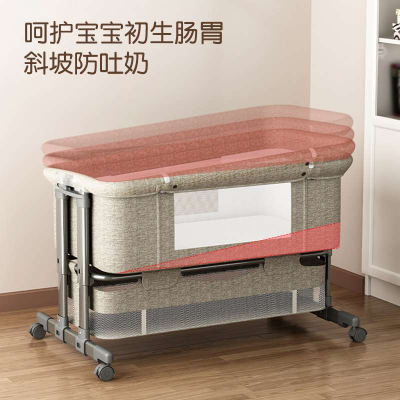 双体多功能婴儿床拼接大床新生儿摇床摇篮床bb宝宝床可移动可折叠