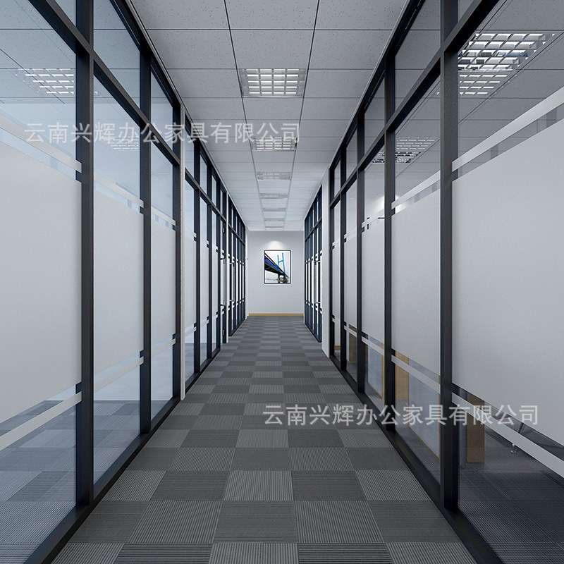 昆明办公室玻璃隔断时尚铝合金钢化玻璃高隔断屏风现代百叶隔断墙