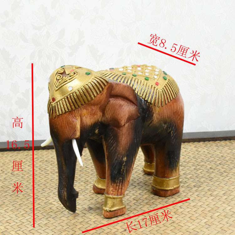 泰国特色进口手工实木雕刻象摆件东南亚装饰工艺品木雕大象摆设