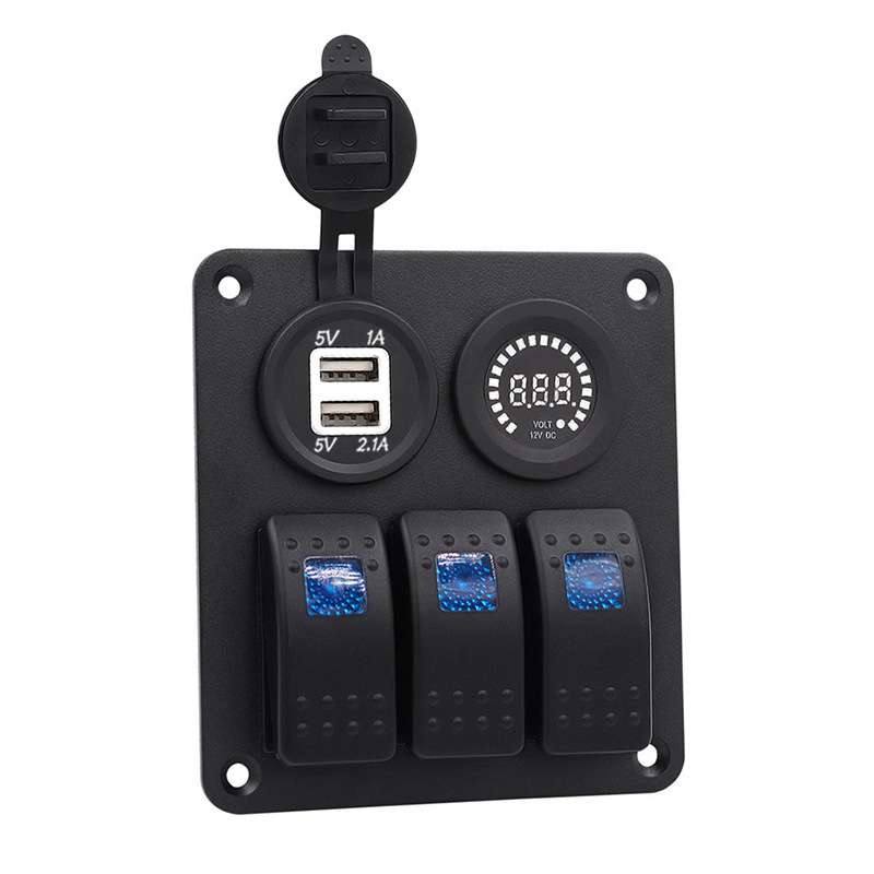 汽车房车改装配件车载usb手机充电器电压表翘板开关led灯12- 24v