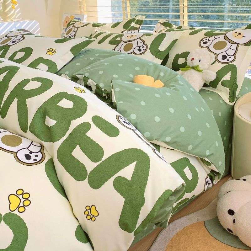 四季通用加厚磨毛床上四件套学生宿舍床品田园被套花被床单三件套