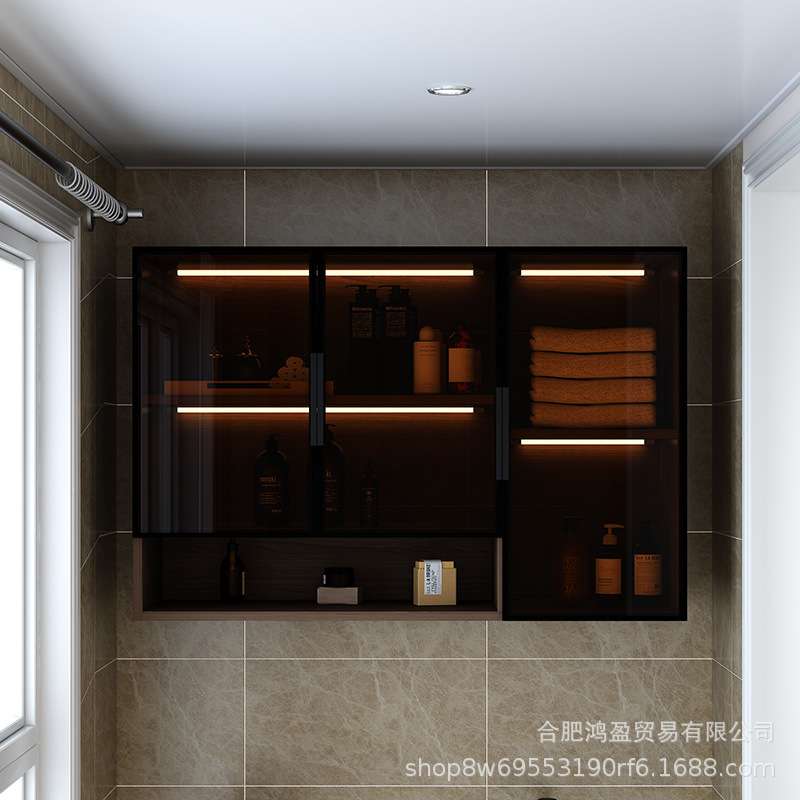 厨房壁挂玻璃柜墙上储物柜悬挂式调味料置物柜上翻美式墙壁柜吊柜