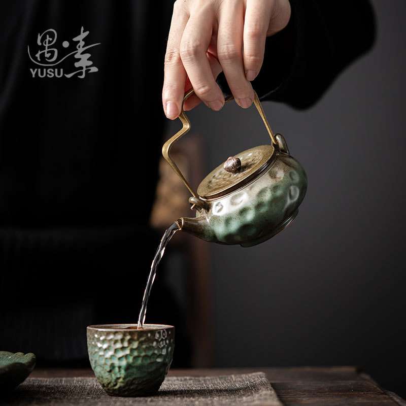 遇素 创意提梁壶小号家用泡茶壶小单壶陶瓷迷你茶水壶带过滤陶壶