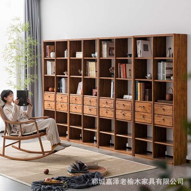 新中式实木博古架宋式美学茶具展示柜茶室多宝阁酒柜老榆木家具