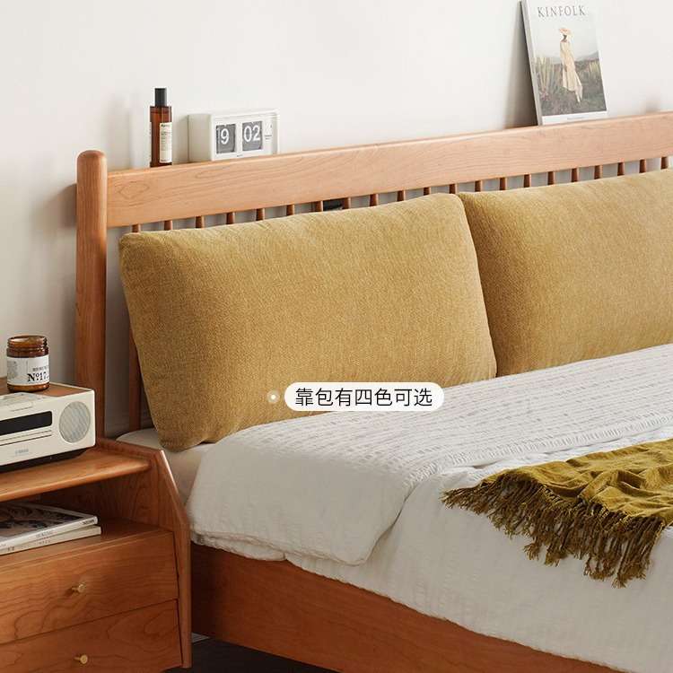 北欧1.8实木床北美樱桃木纯实木卧室家具1.5日式原木全实木双人床