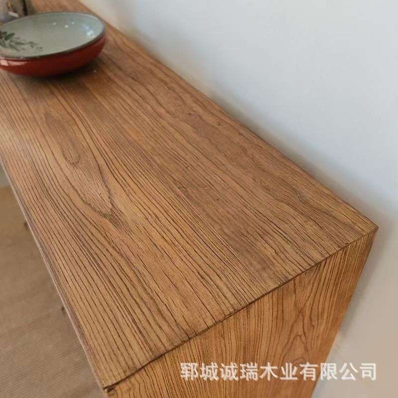 老榆木多格储物柜小户型客厅茶水柜民宿实木餐具茶壶置物柜一体柜