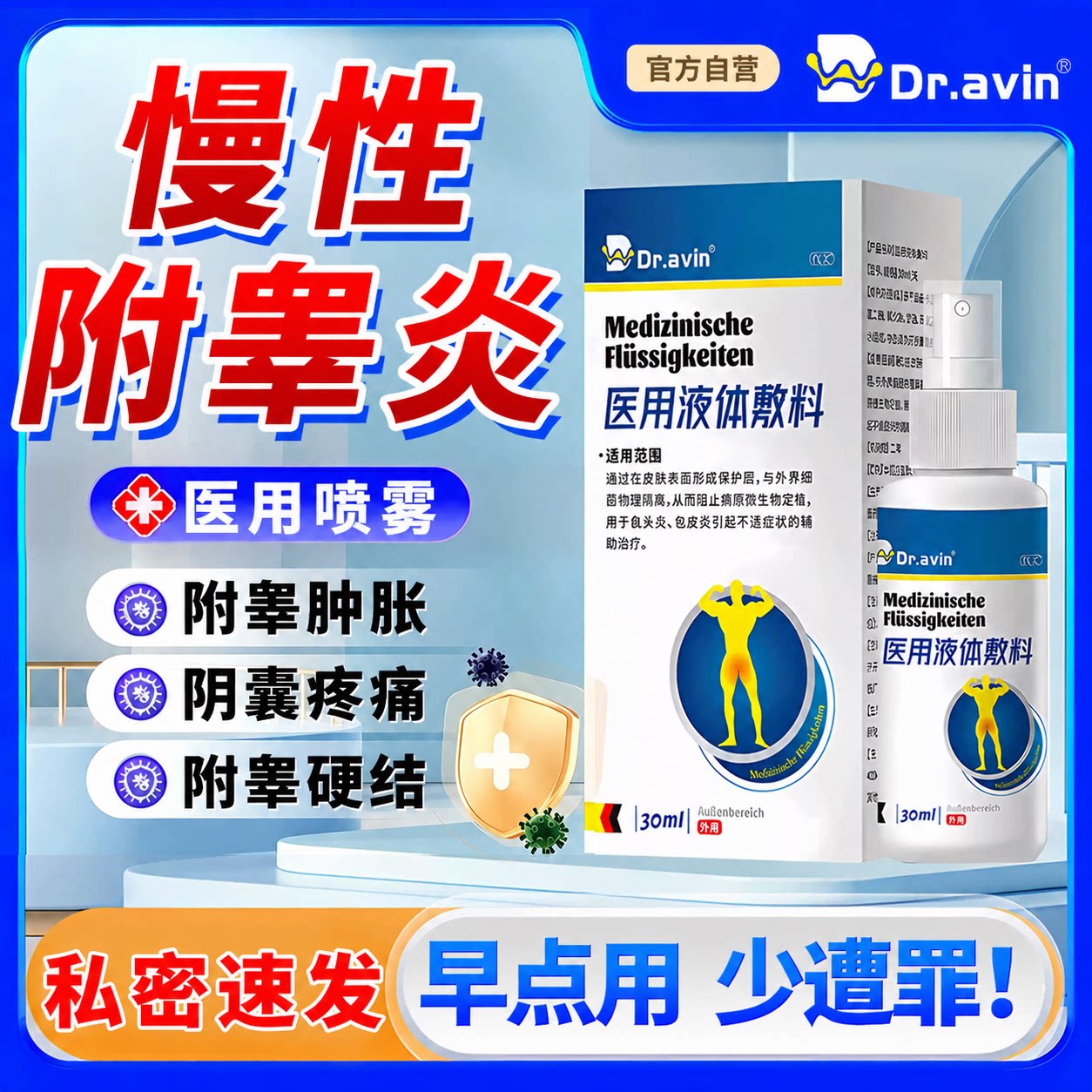 dr.avin附睾炎阴囊硬块结节睾丸疼痛囊肿发炎专特用喷雾剂药膏LJ