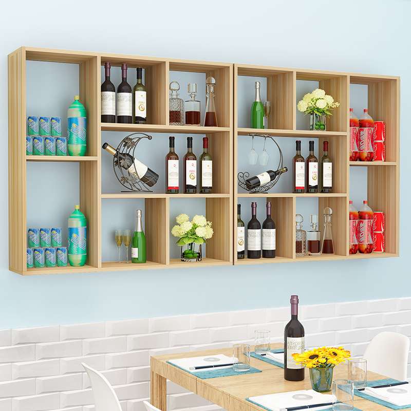 新品简约酒柜壁挂式家用餐厅墙上悬挂式红酒架饭店烧烤吧台多层置