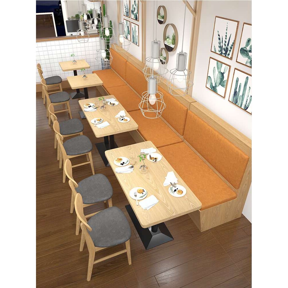 商用简约甜品奶茶店咖啡厅卡座沙发韩式料理店汉堡小吃店桌椅组合