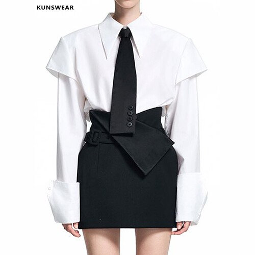 KUNSWEAR/琨丝薇尔26FA 小众解构设计高腰A字短裙半裙 846007031