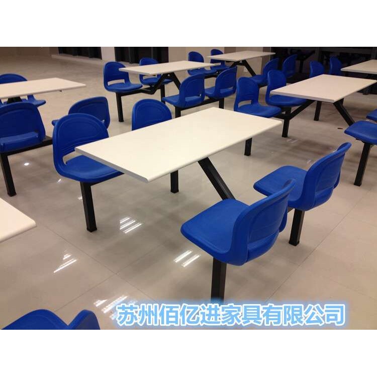 食堂员工餐厅连体餐桌椅 快餐桌椅玻璃钢学校食堂连体餐桌椅