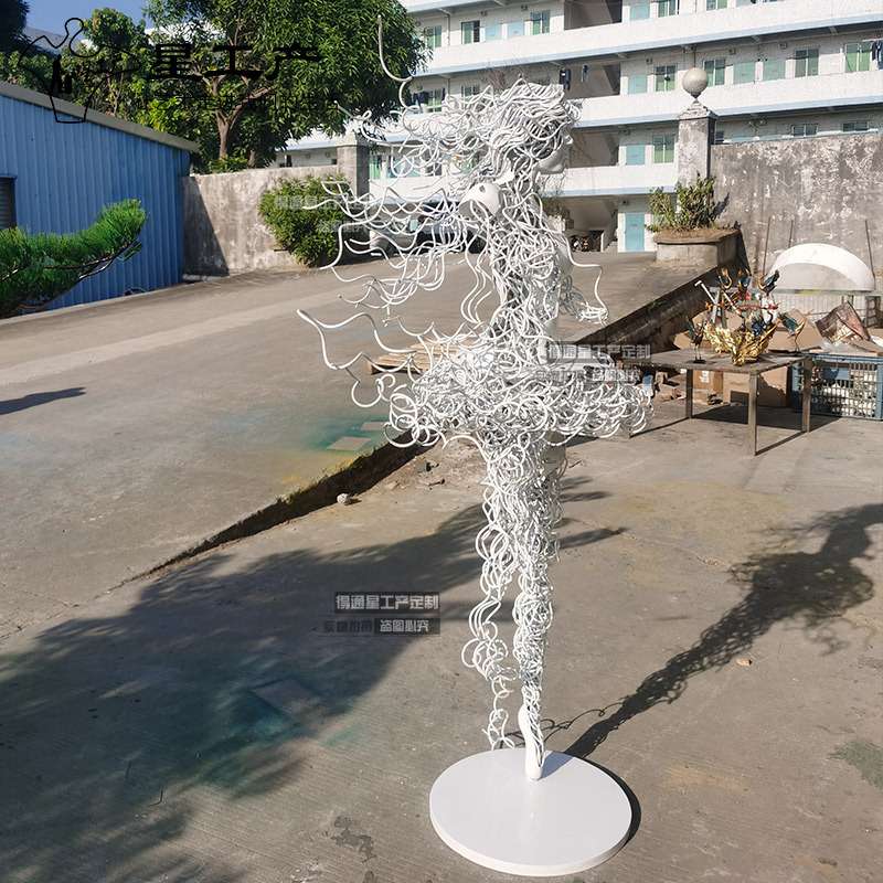 售楼处景观装饰不锈钢抽象芭蕾跳舞蹈者少女金属地产水景园林雕塑