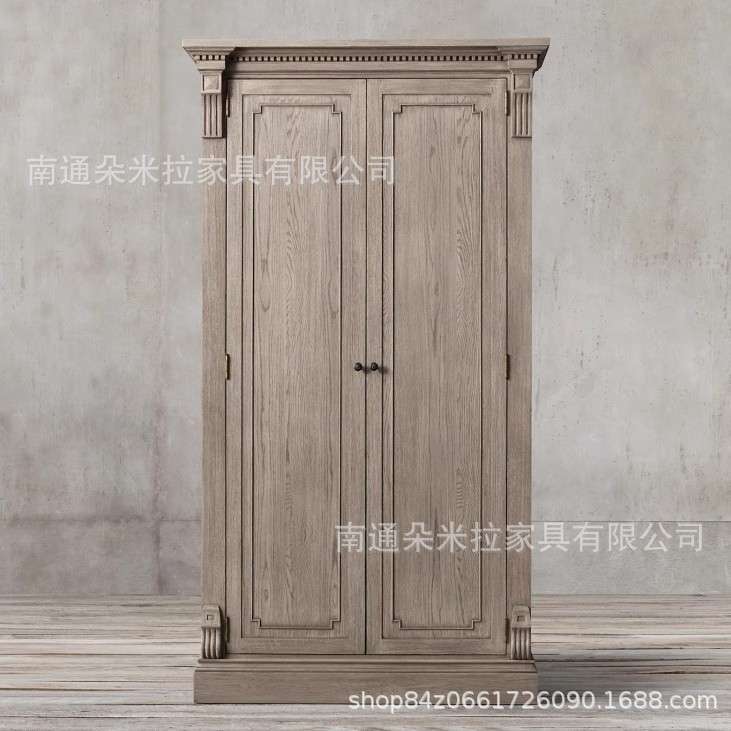 美式复古实木书柜带玻璃门实木双开门门餐边柜法式高端展示柜
