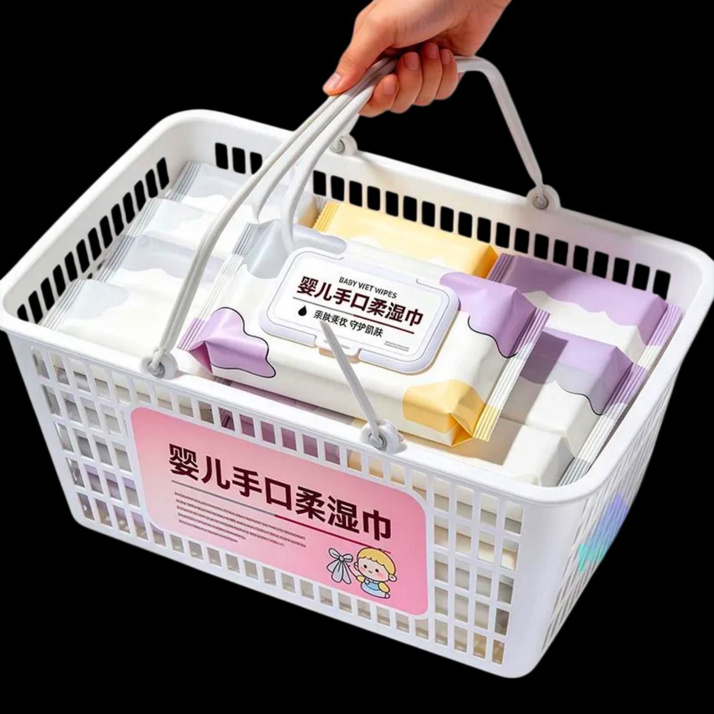 婴儿手口柔湿巾240片3大包装柔软亲肤清洁家用装婴儿湿巾湿纸巾