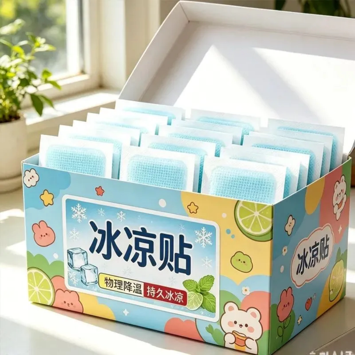 冰凉贴物理降温贴纸夏季清凉解暑持久冰凉防暑神器盒装冷感便携