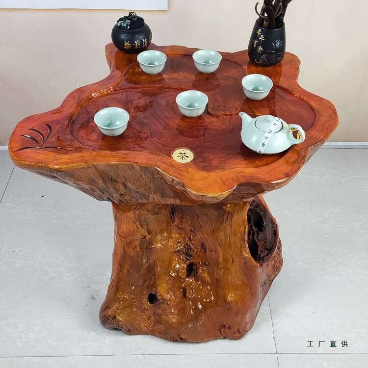根雕茶台实木树根茶几原木家用客厅香樟木头茶台树桩小型阳台茶桌