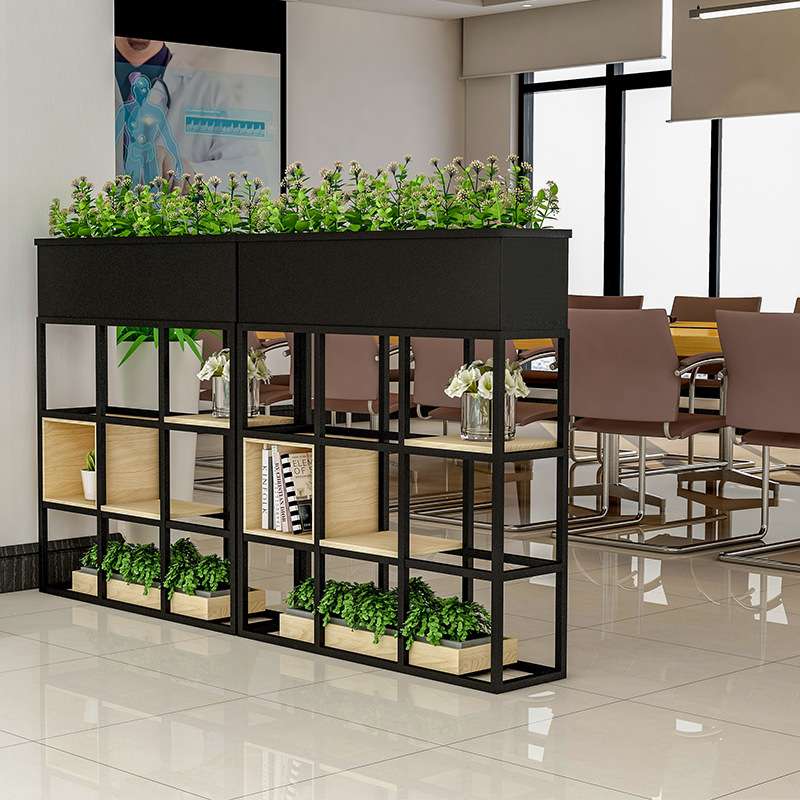 办公室隔断墙屏风餐厅工业风围栏落地置物架装饰绿植铁艺花槽花架