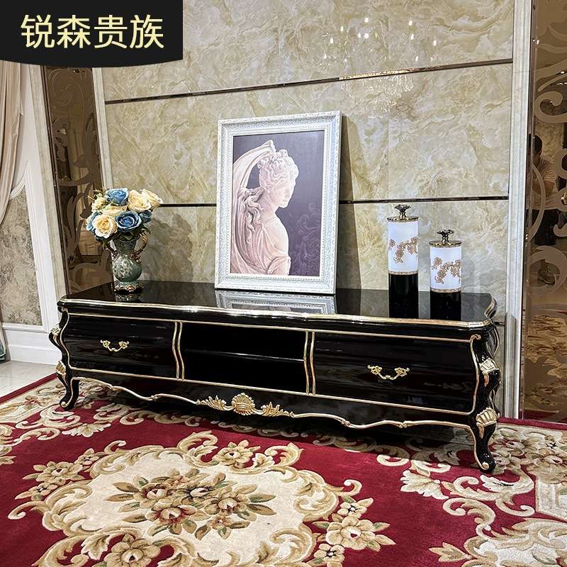 锐森贵族 法式电视柜茶几组合 欧式小户型客厅背景柜实木卧室地柜