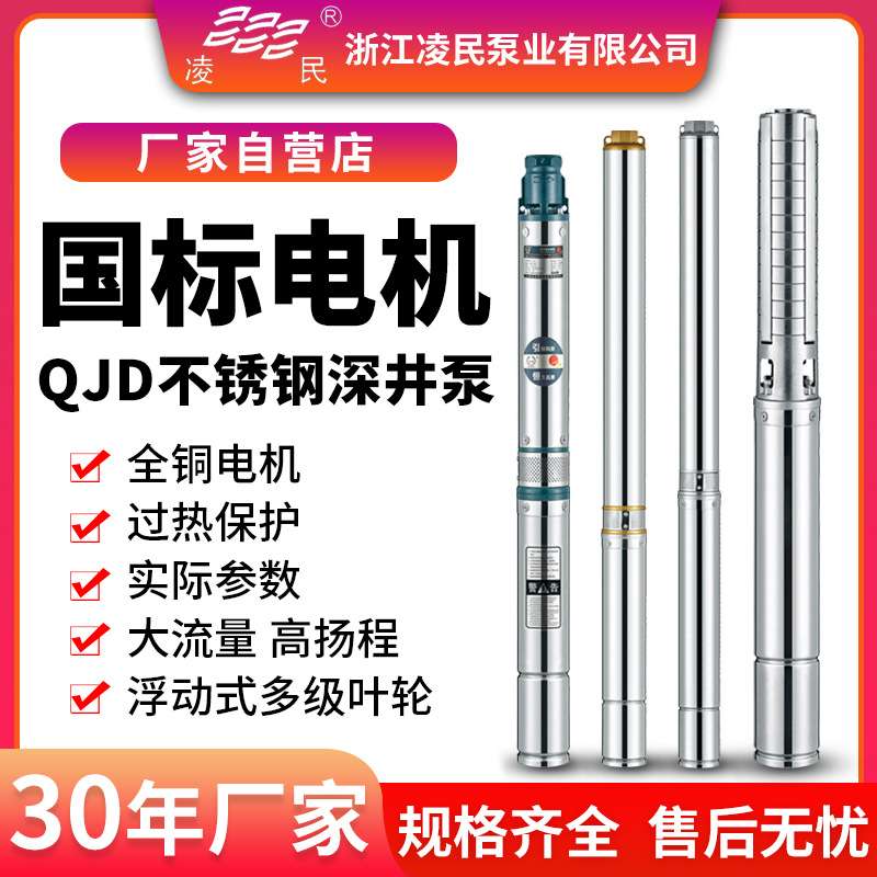 QJ130不锈钢潜水泵家用农田灌溉抽水泵单相离心泵高扬程深井泵