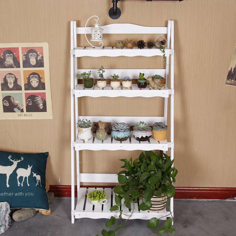 复古怀旧四层折叠落地实木花架子多肉架植物架爬藤收纳杂货阳台