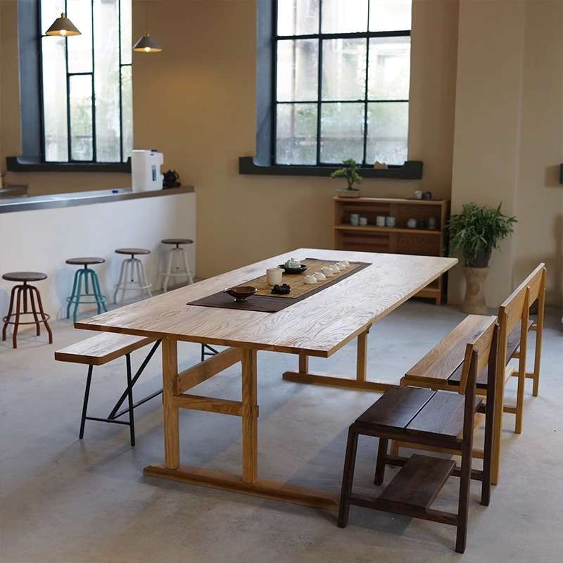 日式全实木书桌简约红橡木大板桌小户型家用卧室书法台原木工作台
