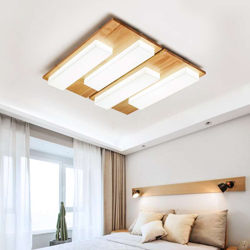 北欧简约实木LED吸顶灯现代风格卧室客厅灯具温馨家用客厅照明灯
