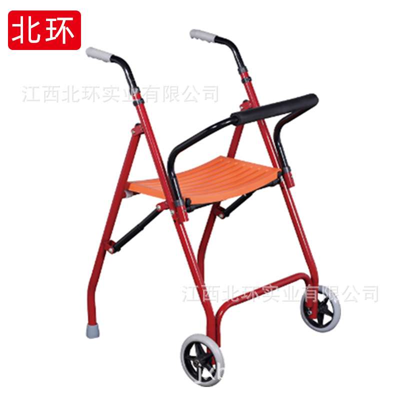 厂家供应电镀轮座E01助行器二轮带座折叠助行器不锈钢老人助行器