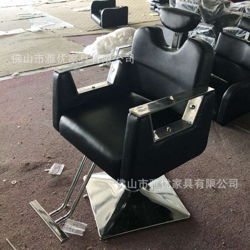 跨境理发店椅子可放倒升降高端网红美发椅发廊专用剪发凳刮脸躺椅