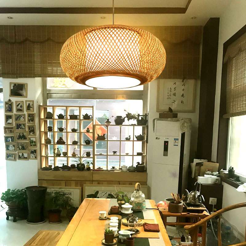 led手工竹编吊灯餐厅日式榻榻米快餐店饭店灯具竹灯笼竹艺餐桌
