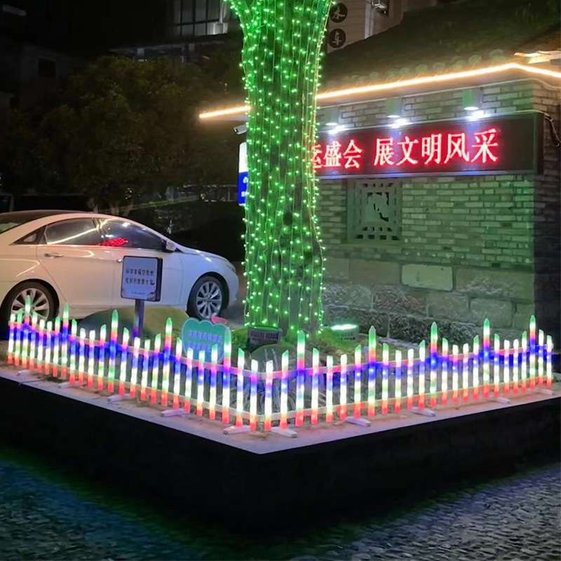 户外太阳能草坪灯圣诞树围栏灯彩灯 花园庭院氛围装饰栅栏灯