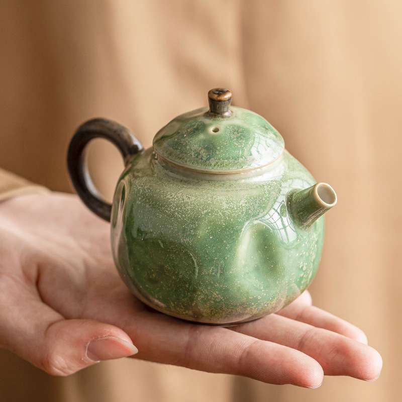 窑变陶瓷茶壶碧绿星空妙趣壶创意家用泡茶单壶中式复古小号过滤壶