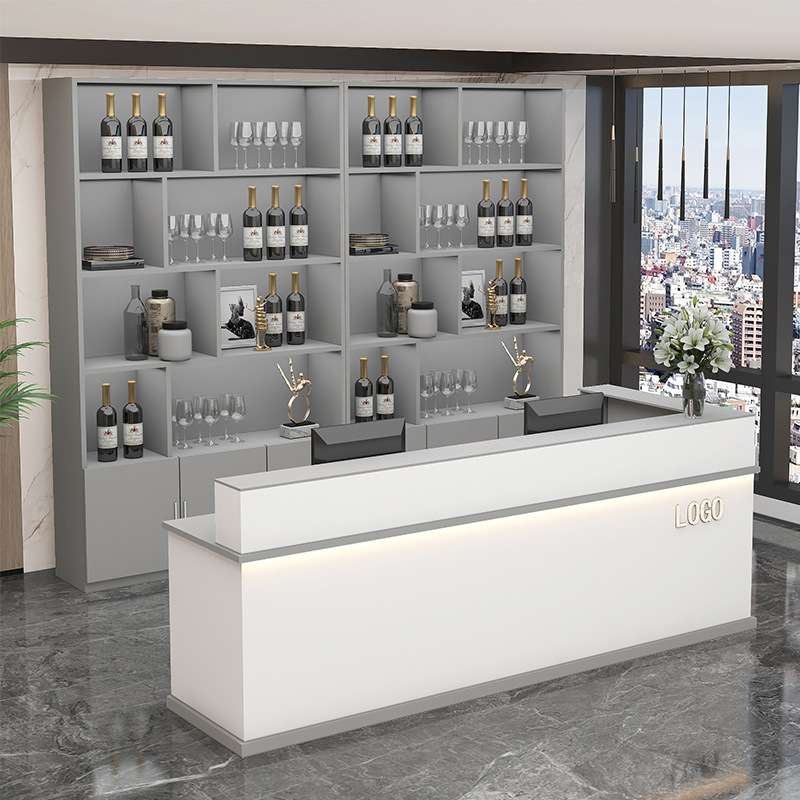 超市收银台转角吧台柜落地酒柜组合餐馆酒店前台桌接待台商用柜台