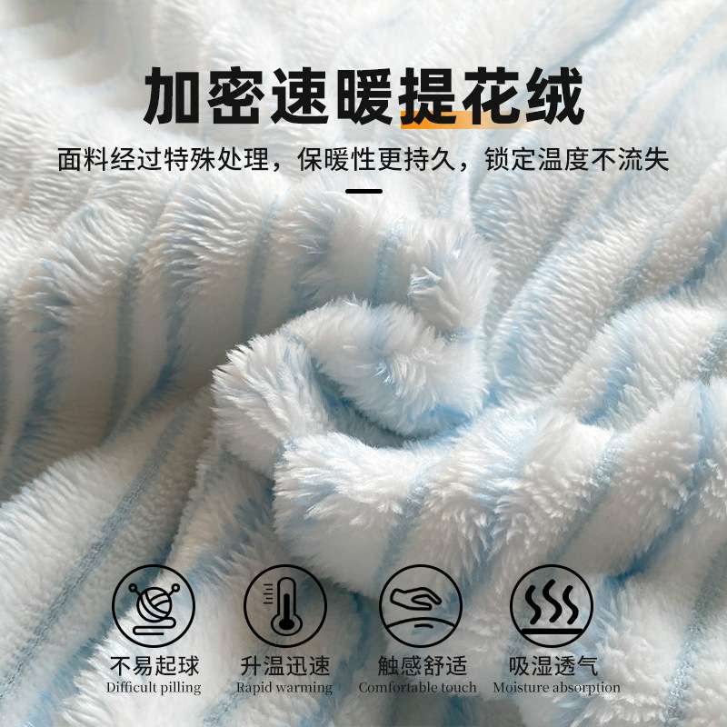 阳离子抽条四件套2026新款加厚保暖小清新风床单被罩仿兔绒